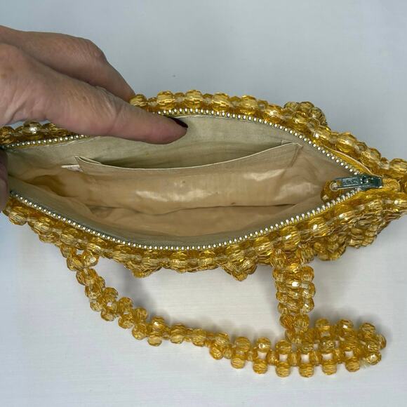 Vintage Acrylic Crystal Beaded Evening Bag Yellow - Picture 5 of 11
